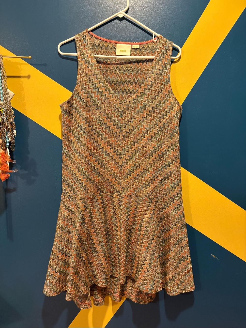 Anthropologie Maeve Neutral Multi V-Neck Sleeveless Midi Dress NWOT